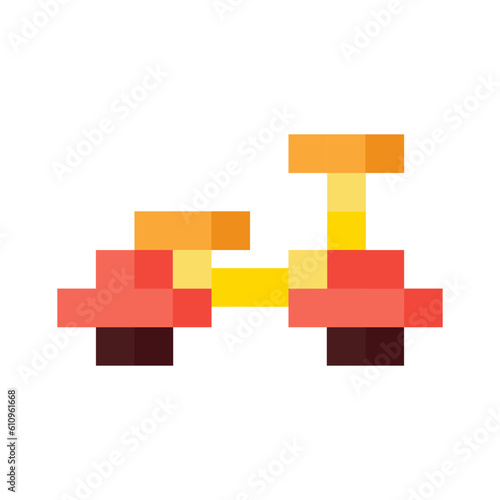 Icon of scooter delivery in pixel art. White background. Design for website  games and app.