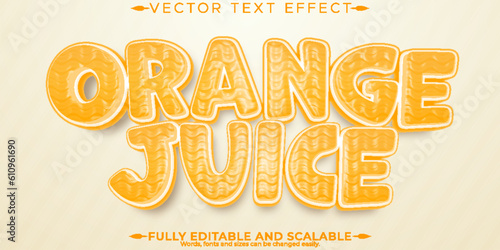 Orange juice text effect, editable fruit and food text style