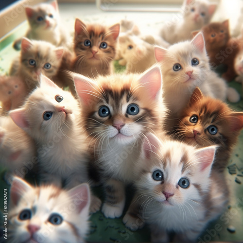 Lots of kittens at home. Generative ai.