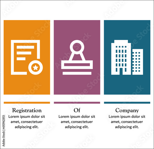 ROC - Registration of company Acronym. Infographic template with icons