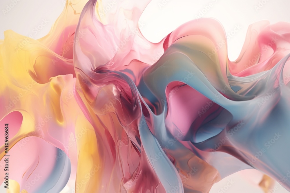 A colorful abstract design with a mix of pastel and soft tones and hues inspired by watercolor painting, Generative AI