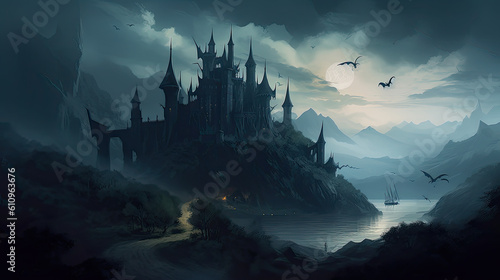 Dark, Medieval Fantasy Landscape - Generative AI Projects © Maxim