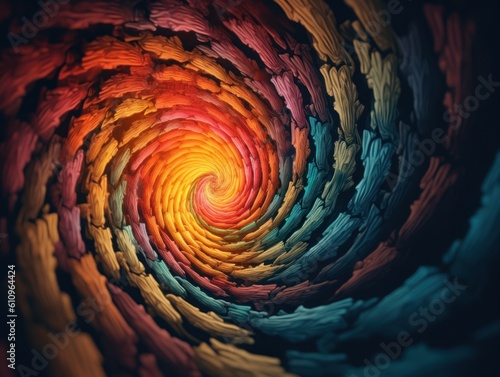 Colorful Swirling radial vortex background created with Generative AI technology.