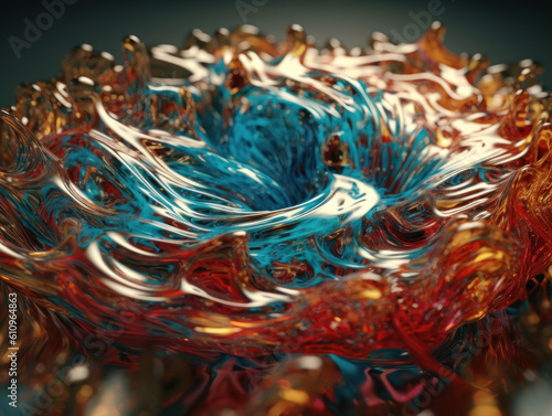 Colorful Swirling radial vortex background liquid translucent glass created with Generative AI technology