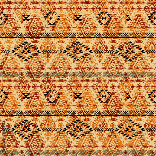 Native American traditional fabric abstract wallpaper grunge vintage vector seamless pattern