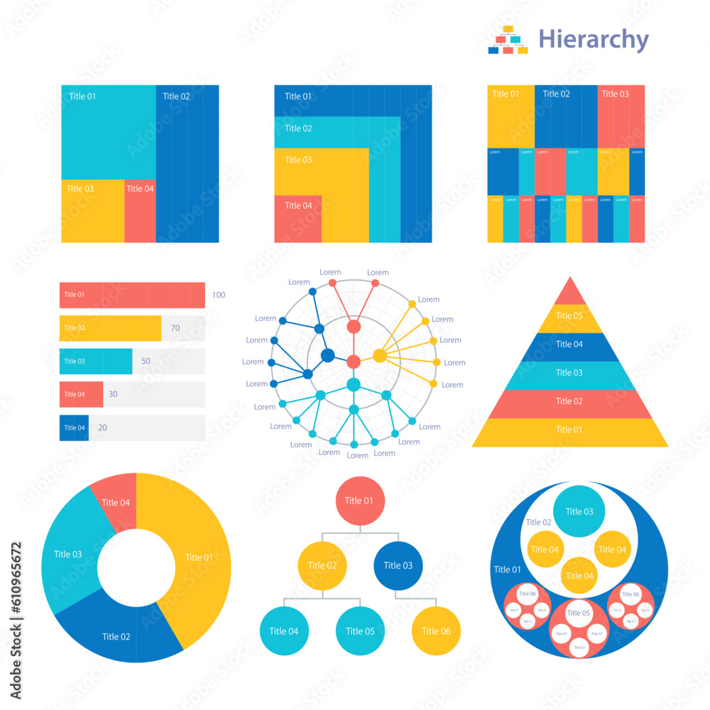 Hierarchy infographic chart design template set. Structure of process ...