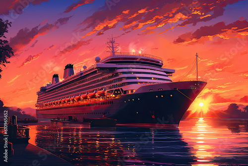 Cruise Ship at Sunset © Maxim