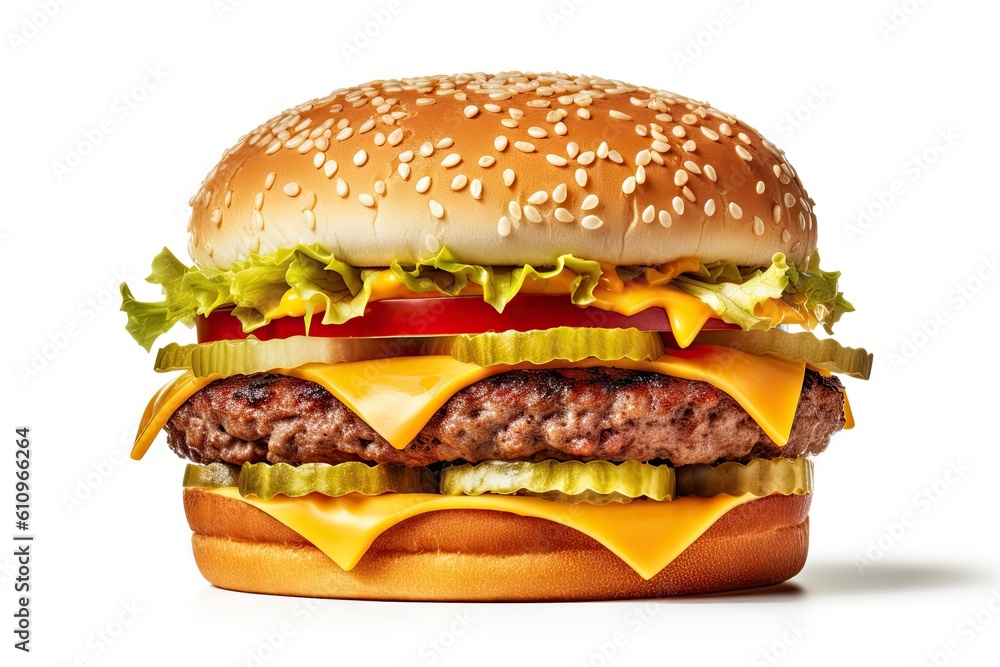 Grilled Hamburger on White Background. Isolated Beef Burger Meal Fast Food Grilled Hamburger on White Background. Isolated Beef Burger Meal Fast Food