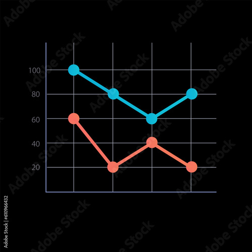 Wildlife population infographic line chart design template for dark theme. Number of animals. Editable infochart with markers. Visual data presentation. Myriad Pro-Regular font used
