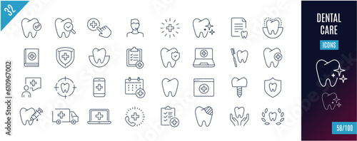 Best collection Dentistry line icons. Protection, dental,...