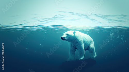 Polar Bear Fishing in Arctic Ocean - Stock Illustration for Generative AI © Maxim