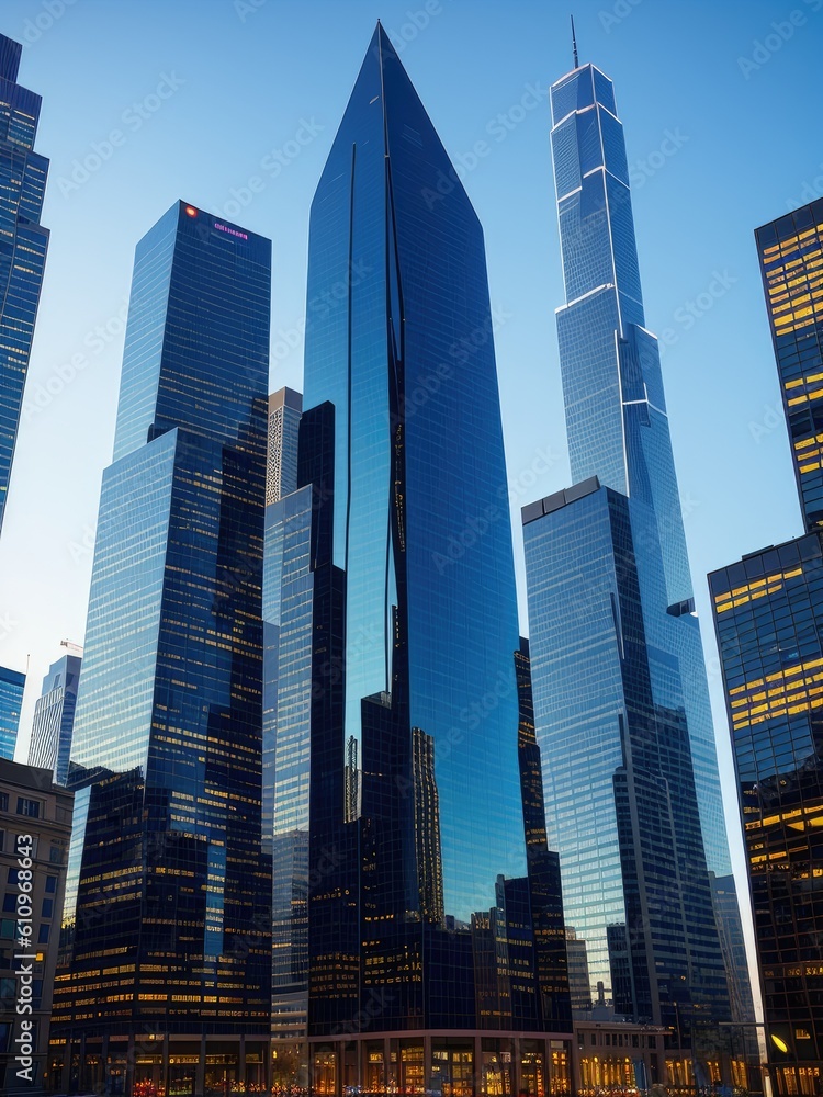 Glass skyscrapers in a big city. Generative by AI Glass skyscrapers in a big city. Generative by AI
