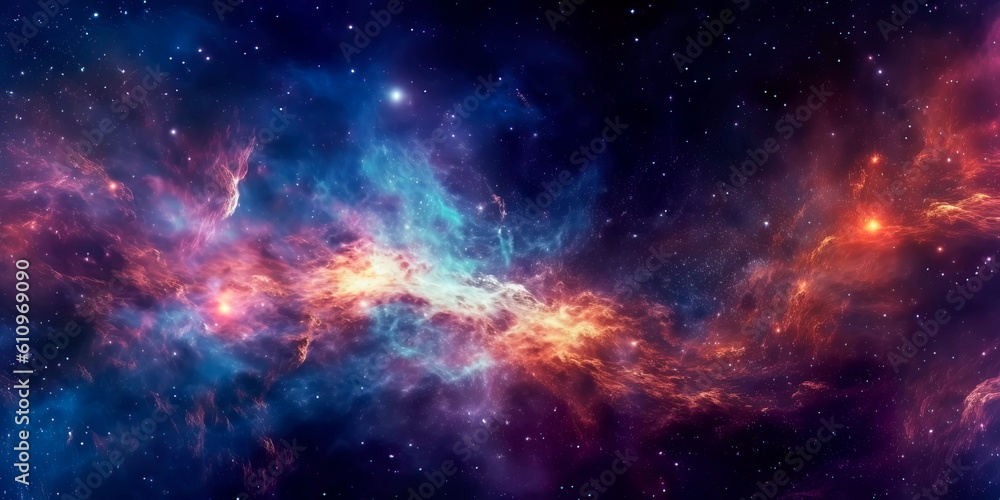 Fototapeta premium star particle motion on black background, starlight nebula in galaxy at universe Space background. Generative AI