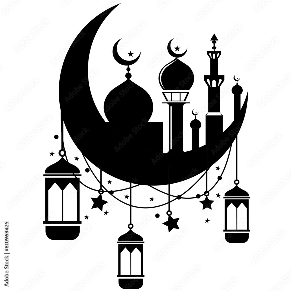 Ramadan Kareem Mubarak Logo Mosque Icon Graphic by PyruosID · Creative  Fabrica