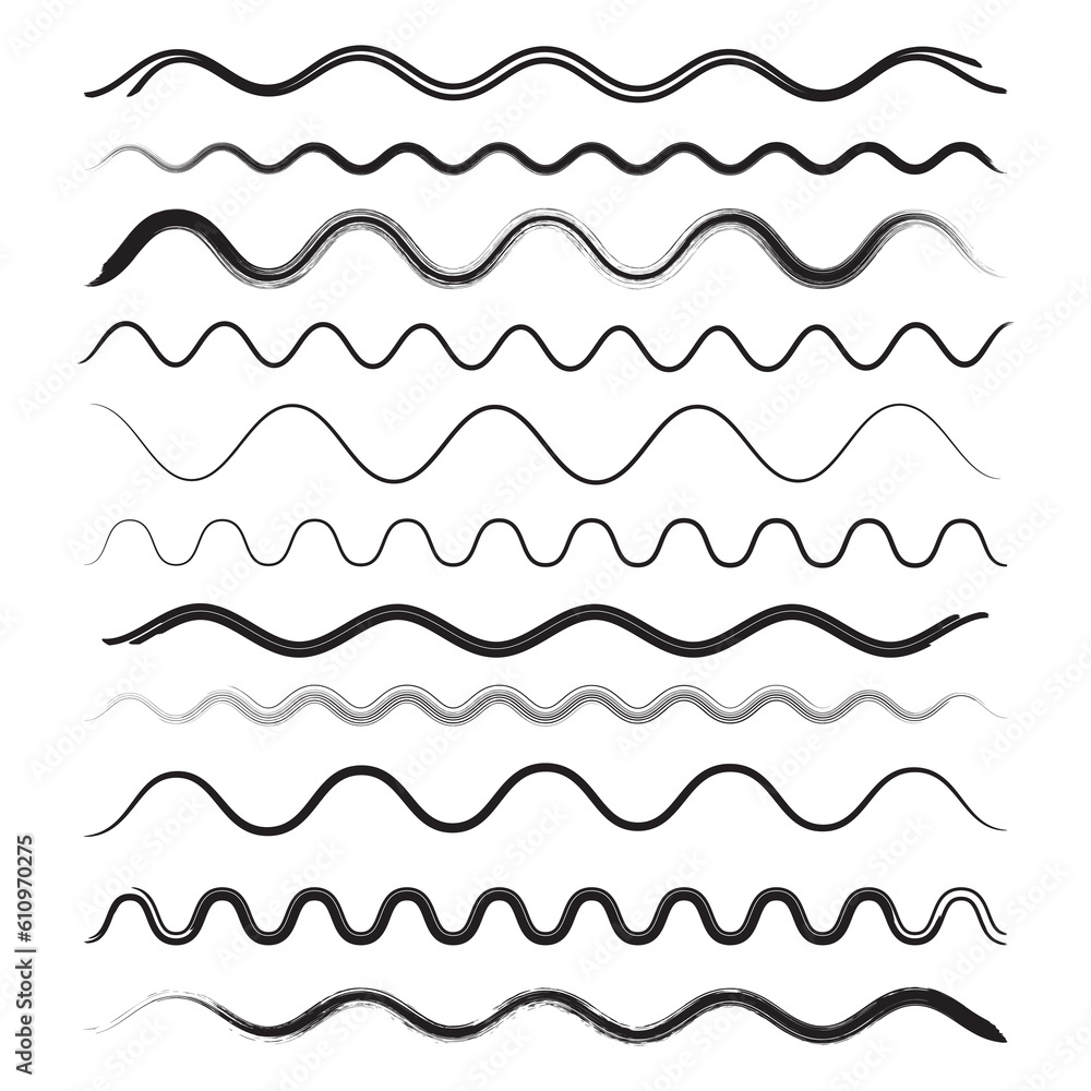 Set of various vector wavy line dividers