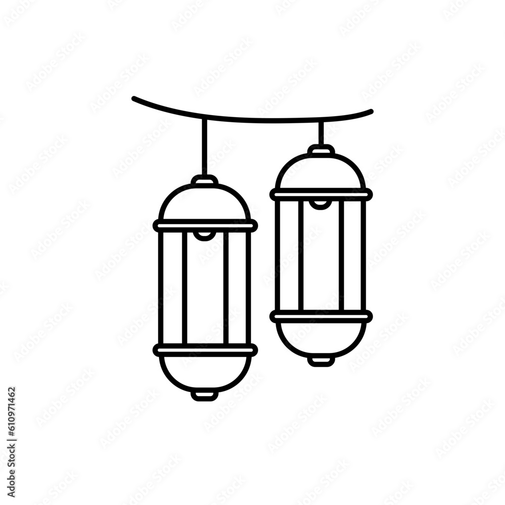 ramadan kareem lantern decoration line style icon vector illustration design ramadan kareem lantern decoration line style icon vector illustration design