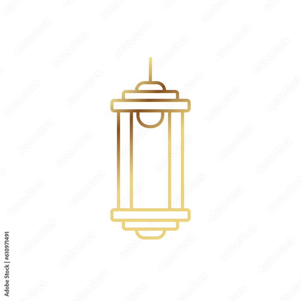 Lantern gold icon on a white background. Vector illustration.