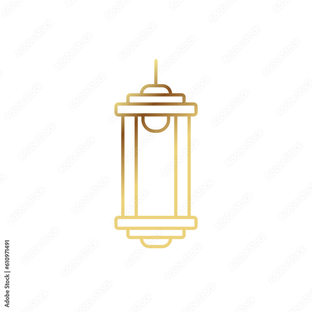 Lantern gold icon on a white background. Vector illustration. Lantern gold icon on a white background. Vector illustration.