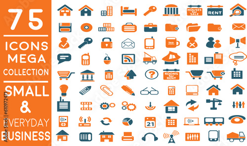 Premium Essential Flat Business Icons for Small Business and Everyday Use | Modern flat line icons set of global business services and worldwide operations. Premium quality 75+ icon pack.