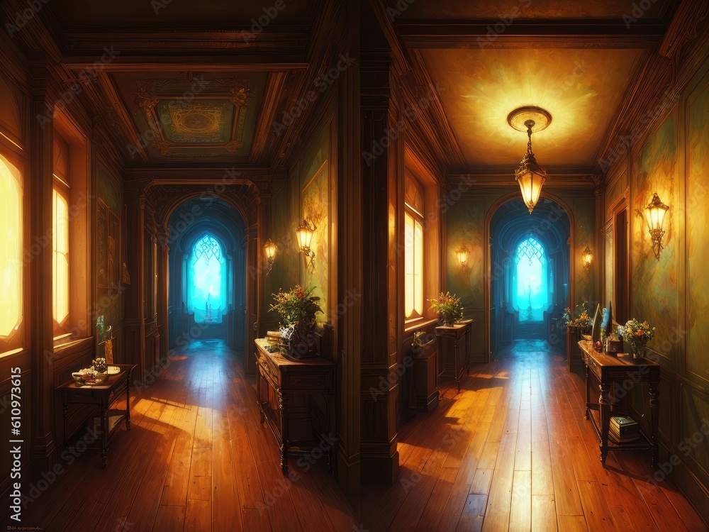 Fototapeta premium Fabulous interior with warm light. Generative by AI