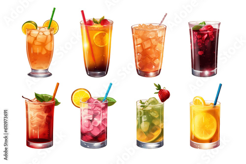Isolated Drinks Collection on Transparent Background. Generative AI