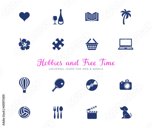 Vector universal hobbies and free time icons