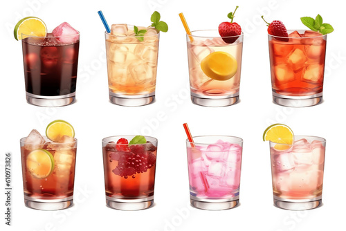 Isolated Drinks Collection on Transparent Background. Generative AI