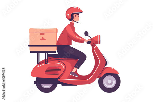 Scooter Delivery Man Isolated