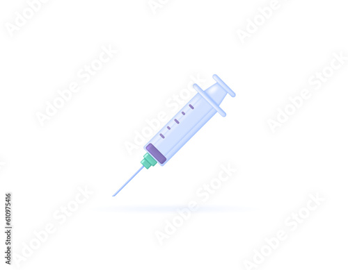 injection equipment and Syringes. medical equipment. symbols or icons. 3D and realistic design. vector elements. white background