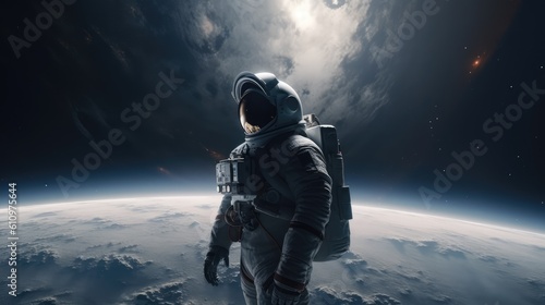 Fototapeta Naklejka Na Ścianę i Meble -  Astronaut exploring alien worlds in deep space