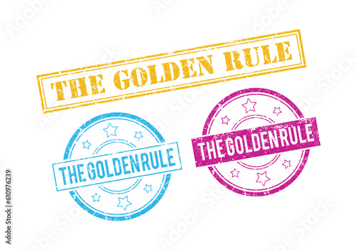 The Golden Rule Rubber sign or Stamp, Grunge rubber Stamp, Sale badge Vintage old texture