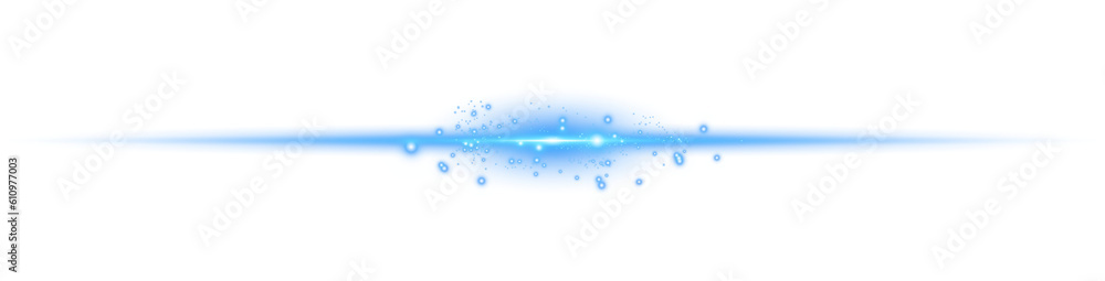 Blue horizontal lens flares. Laser beams, horizontal light rays ...