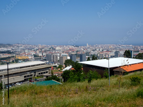Vista panorámica de la ciudad de A Coruña desde el campus universitario. Galicia, España.
