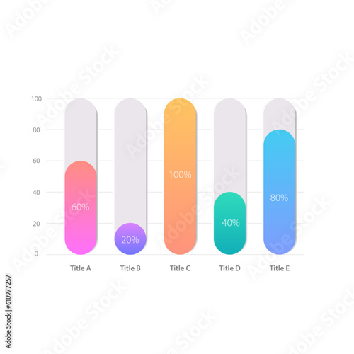 Rectangular infographic chart design template. Compare percentage difference. Competitive products. Infochart with vertical bar graphs. Visual data presentation. Myriad Pro-Bold, Regular fonts used