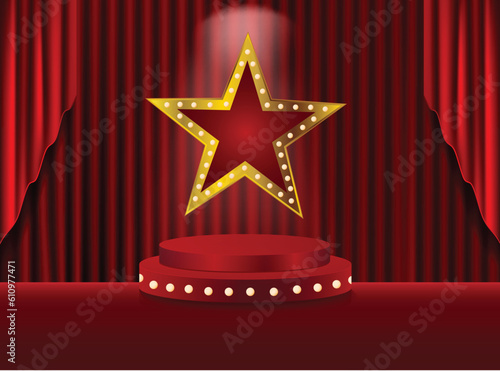 Circus background with red curtains