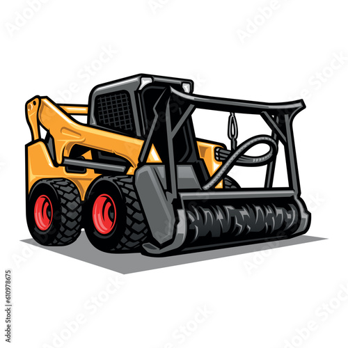 forestry mulching machine, land clearing icon vector