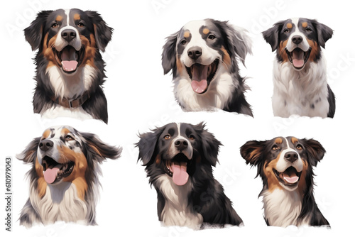 Happy Dog Collection for Decor On Transparent Background. Generative AI