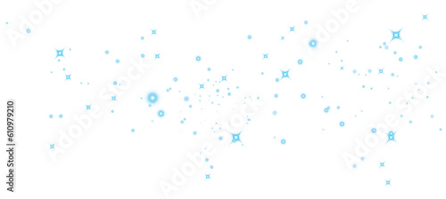 Blue glitter wave abstract illustration. Blue stars dust trail sparkling particles isolated on transparent background. Magic concept. PNG. 