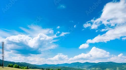 Blue sky nature landscape. Tranquil air sunny weather holiday summer poster. Abstract atmosphere sky background close up photo © LuckyStep