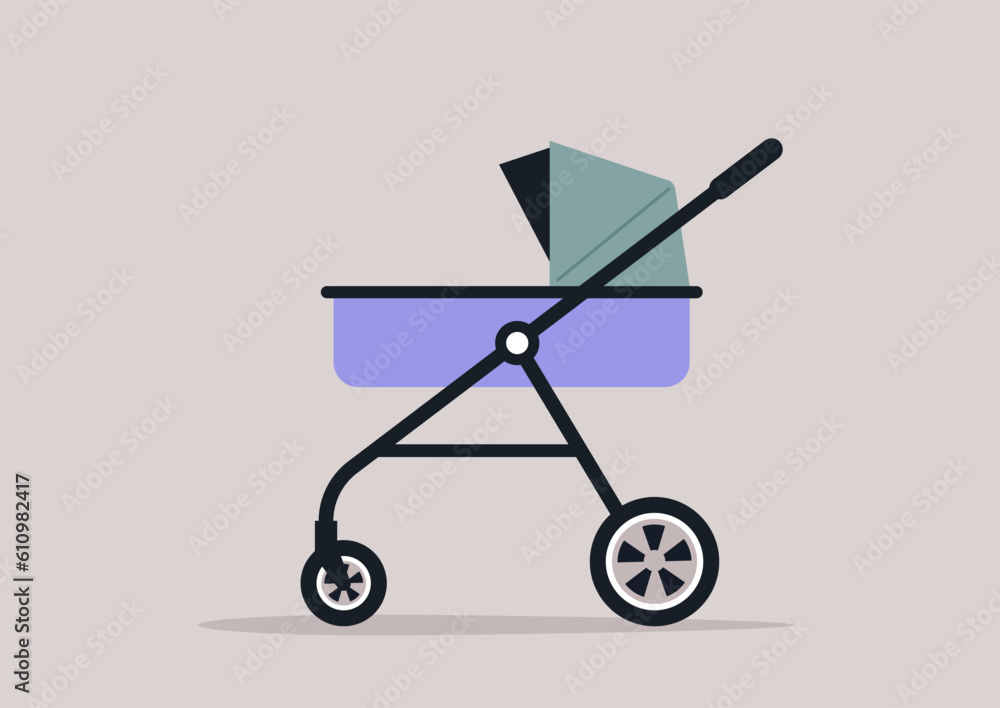An isolated vector stroller image, childhood equipment An isolated vector stroller image, childhood equipment