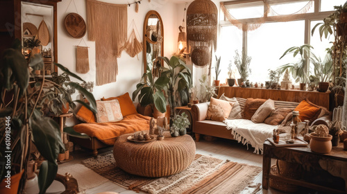 Boho style living room in e...