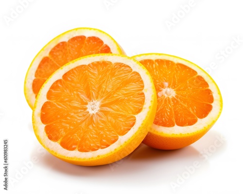 segments of sliced, juicy oranges sprinkled with zest. Generative AI