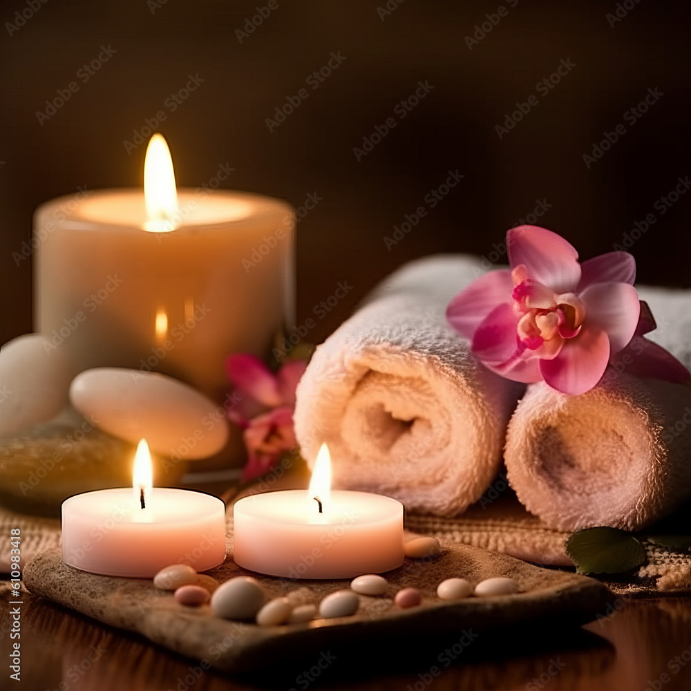 spa and healthy scene warm tone, generative AI 