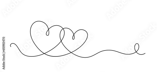 Line hearts illustration isolated on white background