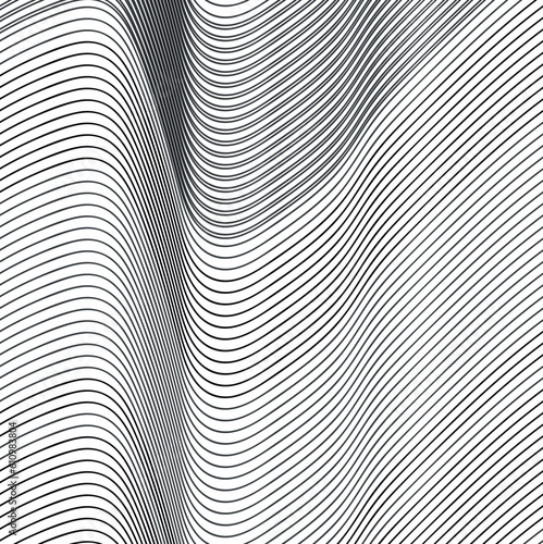 Striped abstraction with a large depression, similar to the bottom of a reservoir.
