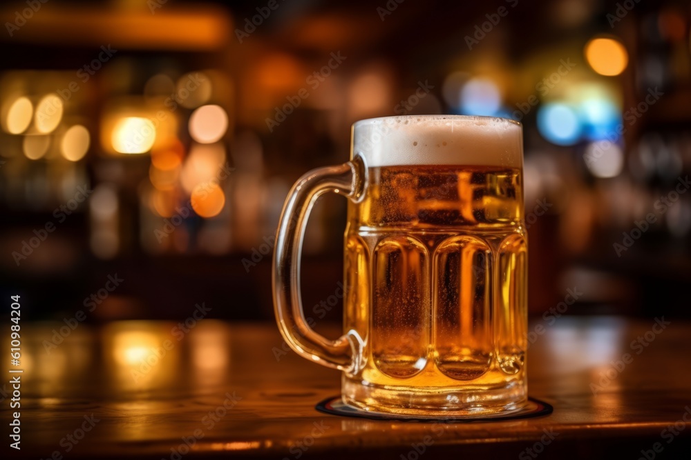 Pouring beer with bubble froth in glass for International Beer Day. Generative Ai Pouring beer with bubble froth in glass for International Beer Day. Generative Ai