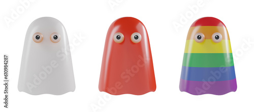 Fotografie Boo,the cute ghost is funny 3d vector set for halloween day,evil is cute