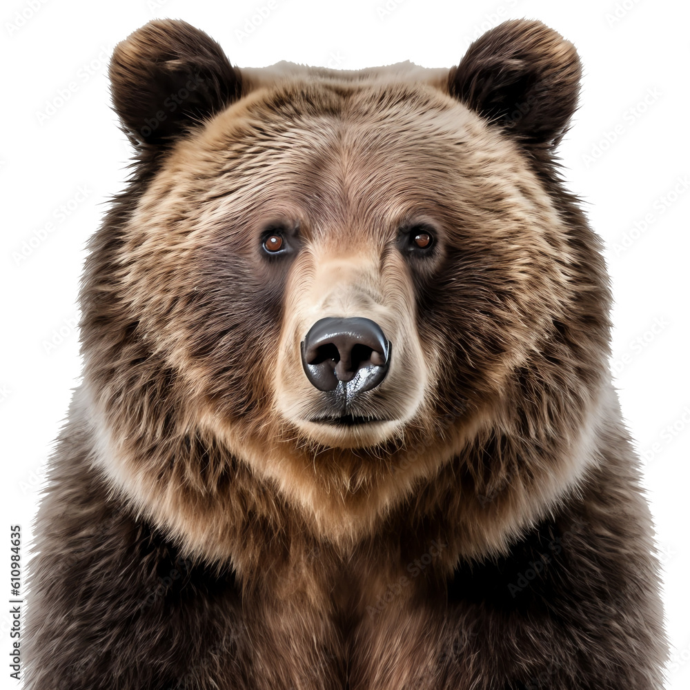 Grizzly bear head isolated - Generative AI Grizzly bear head isolated - Generative AI