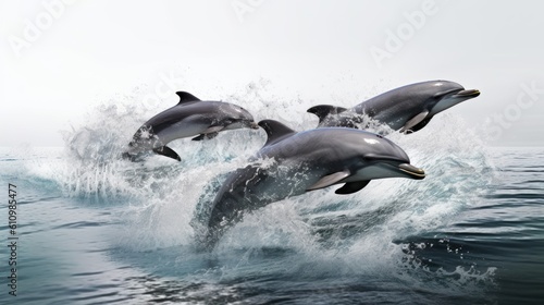 two dolphins jumping © Aqib