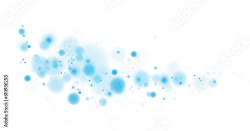 Blue shining bokeh lights with glowing particles on transparent background. PNG. © Orange Sky
